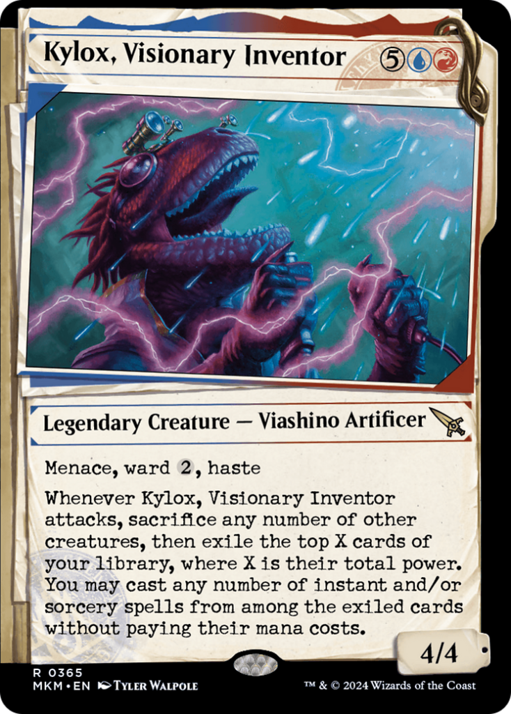 Kylox, Visionary Inventor showcase dossier card style