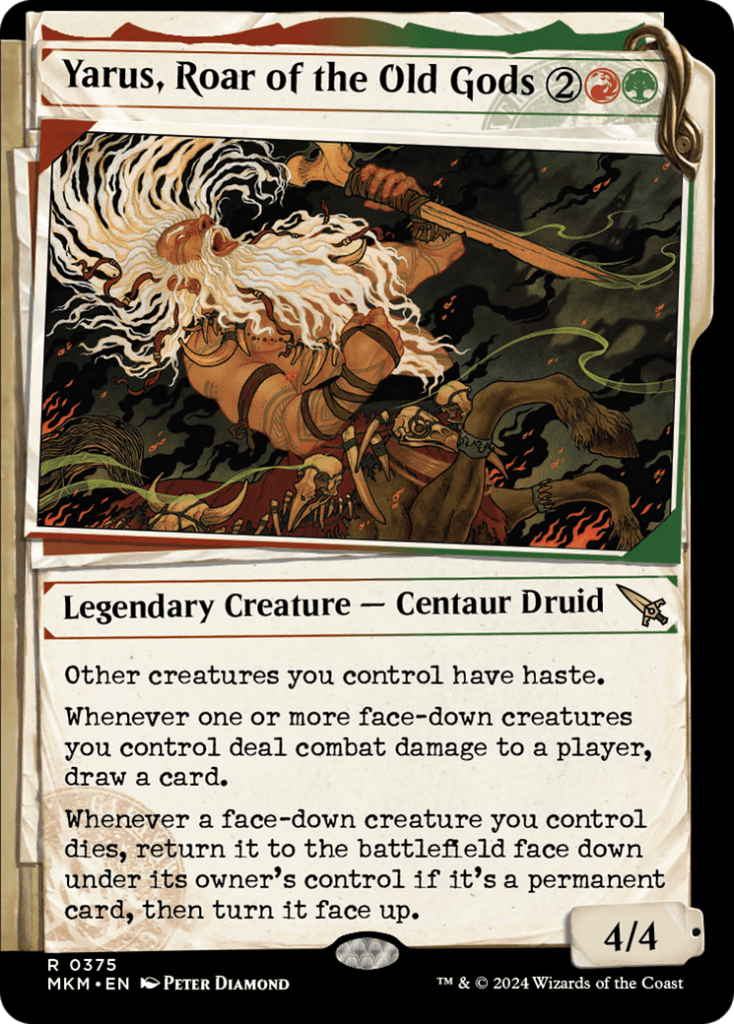 Yarus, Roar of the Old Gods showcase dossier card style
